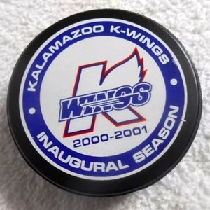 Uhl Kalamazoo Wings League Inaugural Season Team Logo Hockey Puck